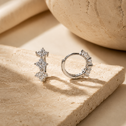 Crystal Flower Hoop Earrings