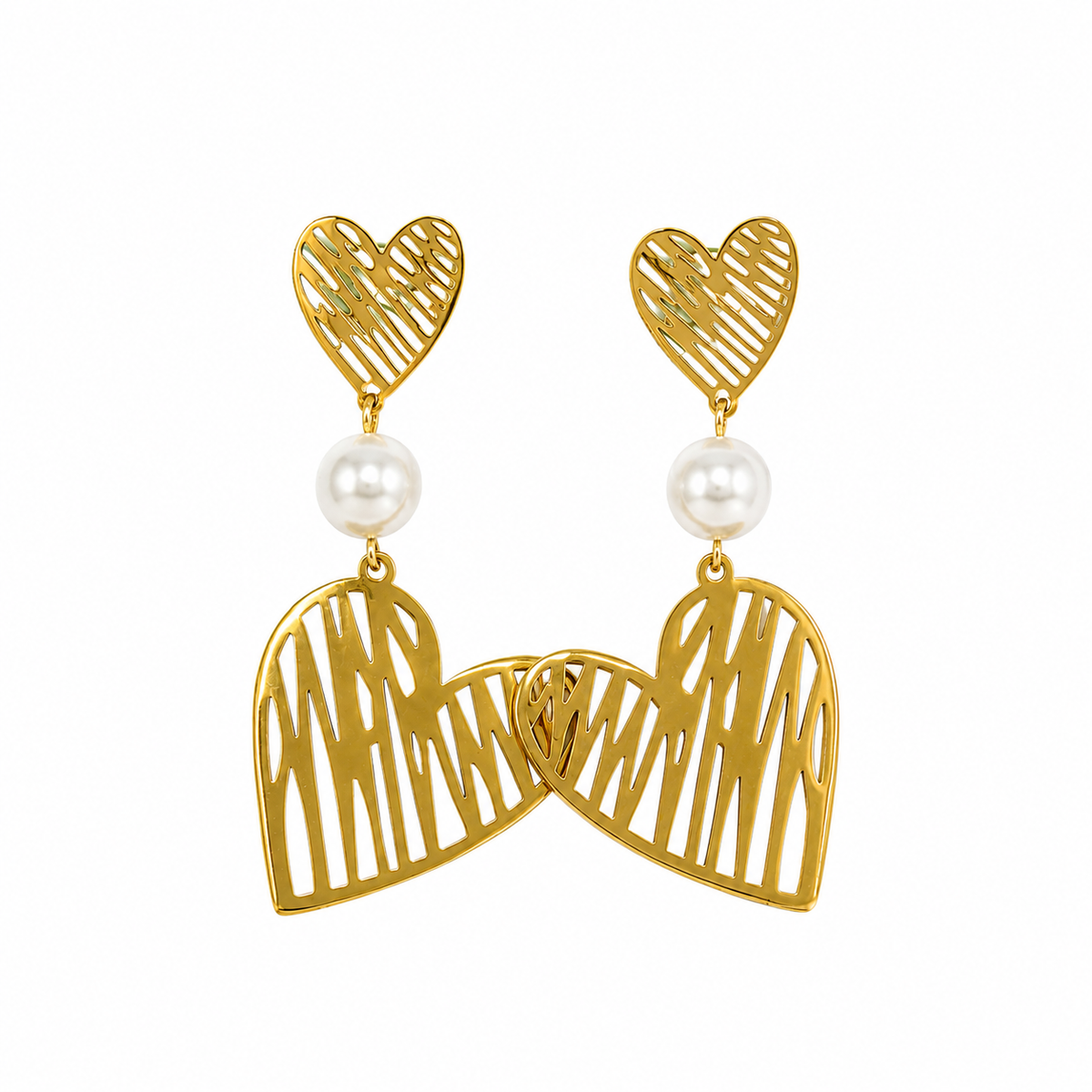Amour Pearl Heart Drop Earrings