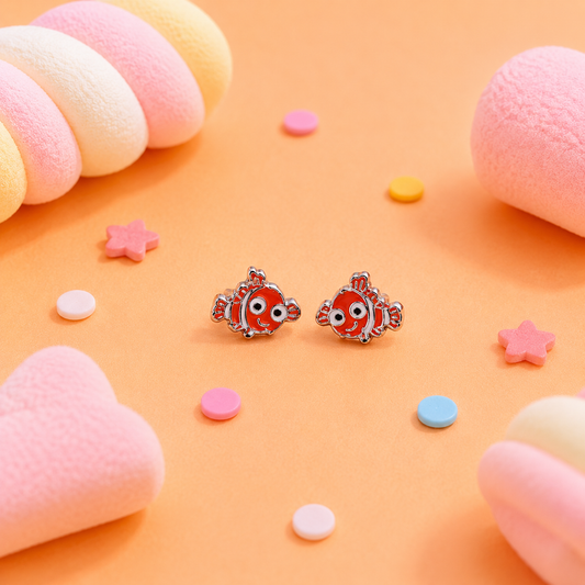 Silver Ocean Friends Clownfish Earrings
