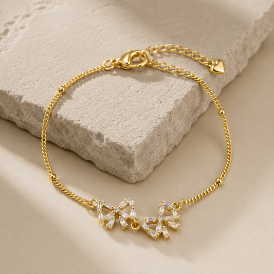 Silver Floral Crystal Charm Bracelet