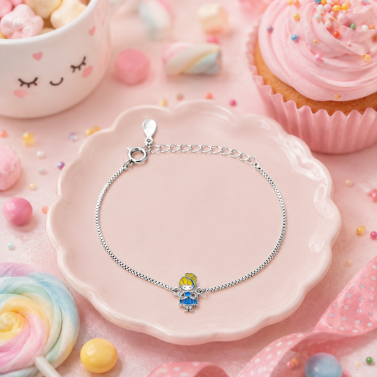 Silver Princess Enamel Kids Bracelet