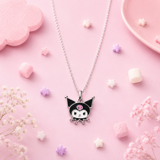 Silver Cute Kuromi Charm Necklace
