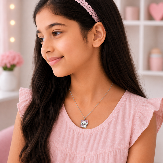 Silver Sweet Kitty Kids Necklace