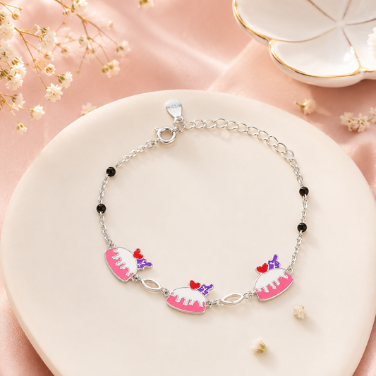Silver Sweet Cake Enamel Kids Bracelet