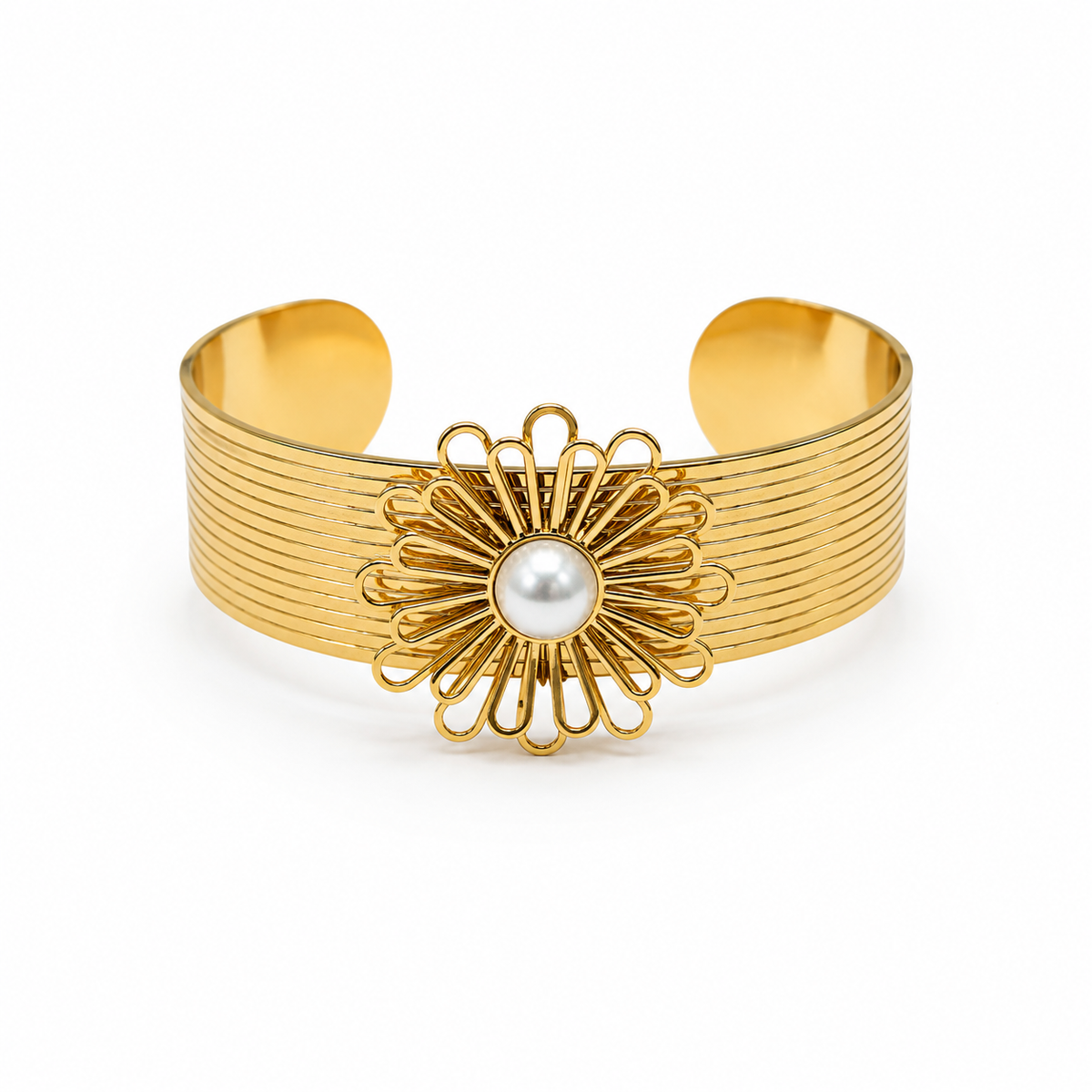 Floral Pearl Statement Cuff