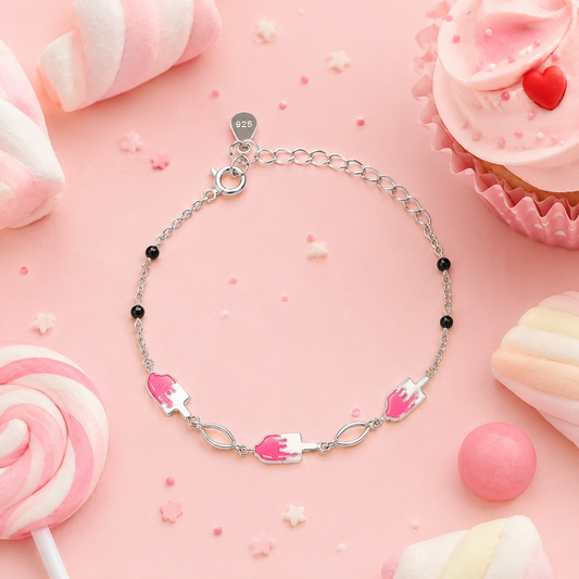 Silver Sweet Popsicle Enamel Kids Bracelet