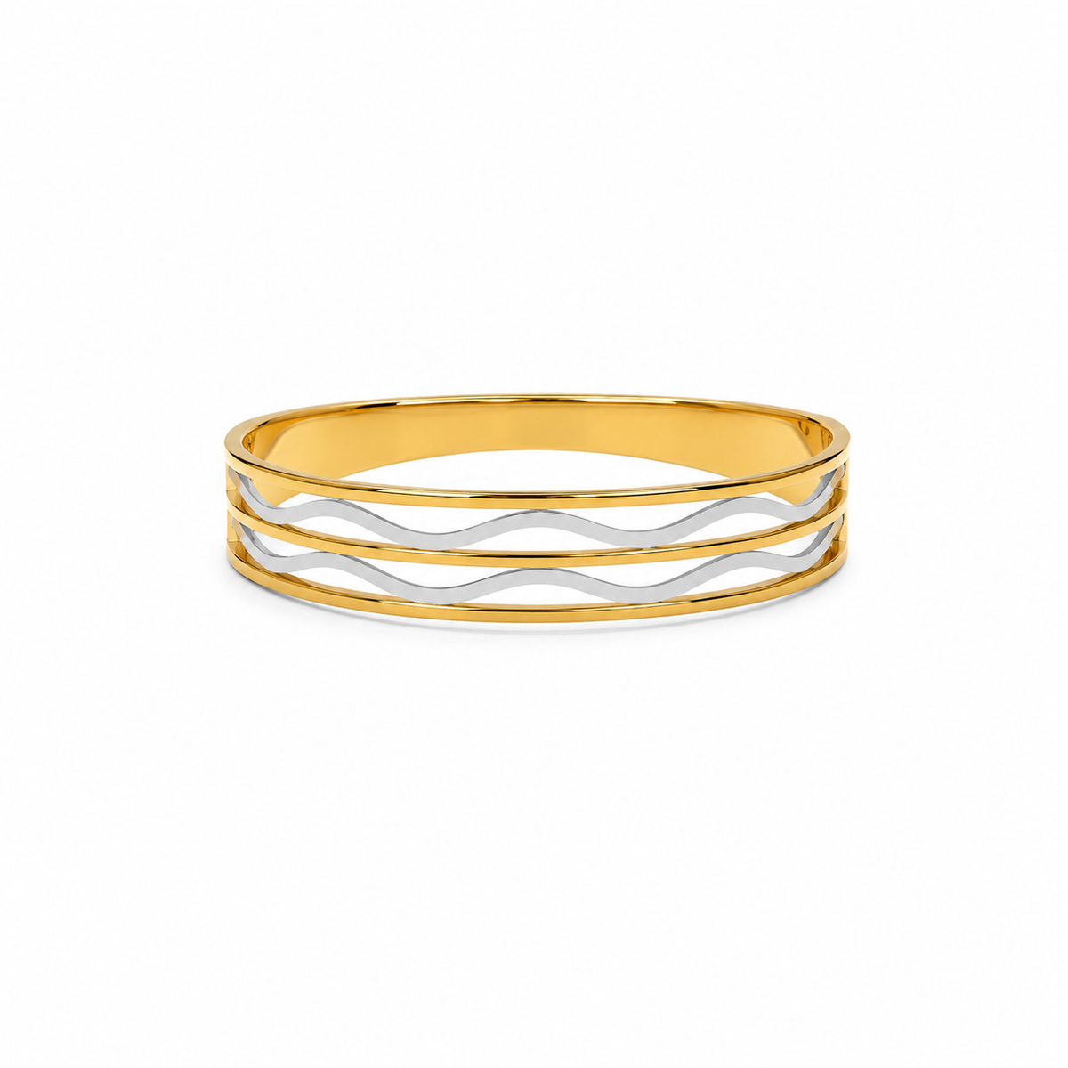 Dual Tone Wave Cuff Bracelet