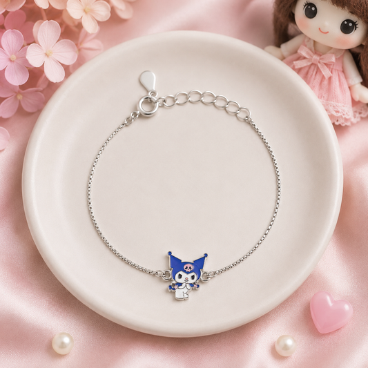 Silver Kuromi Enamel Kids Bracelet