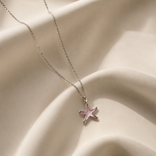 Silver Pink Starfish Pendant