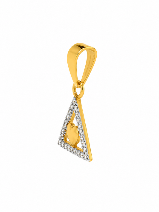 9K Gold Geometric Heart Crystal Pendant