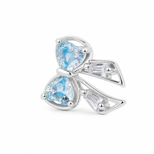 Silver Bow Babe Sky Blue Studs