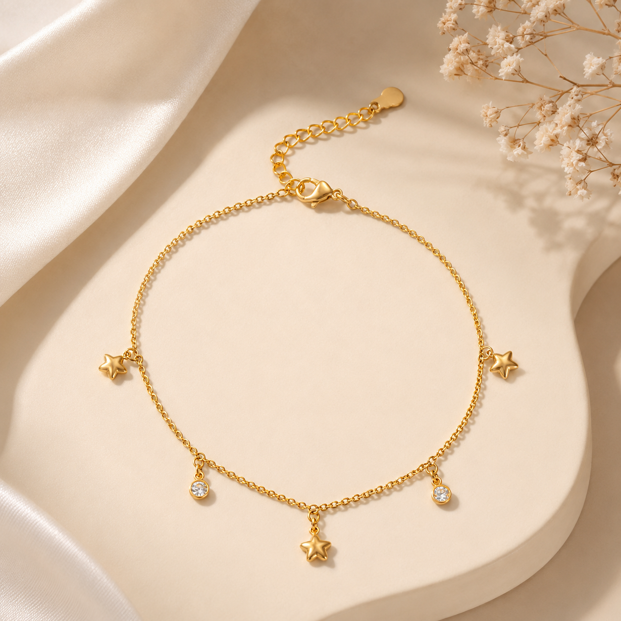Starlight Crystal Charm Anklet