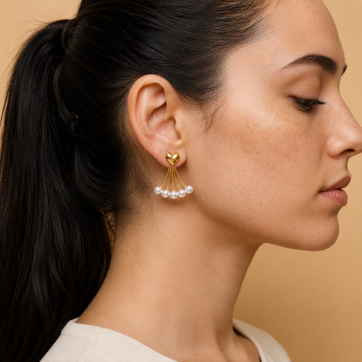 forME by MINOUS Heart Cascade Pearl Earrings