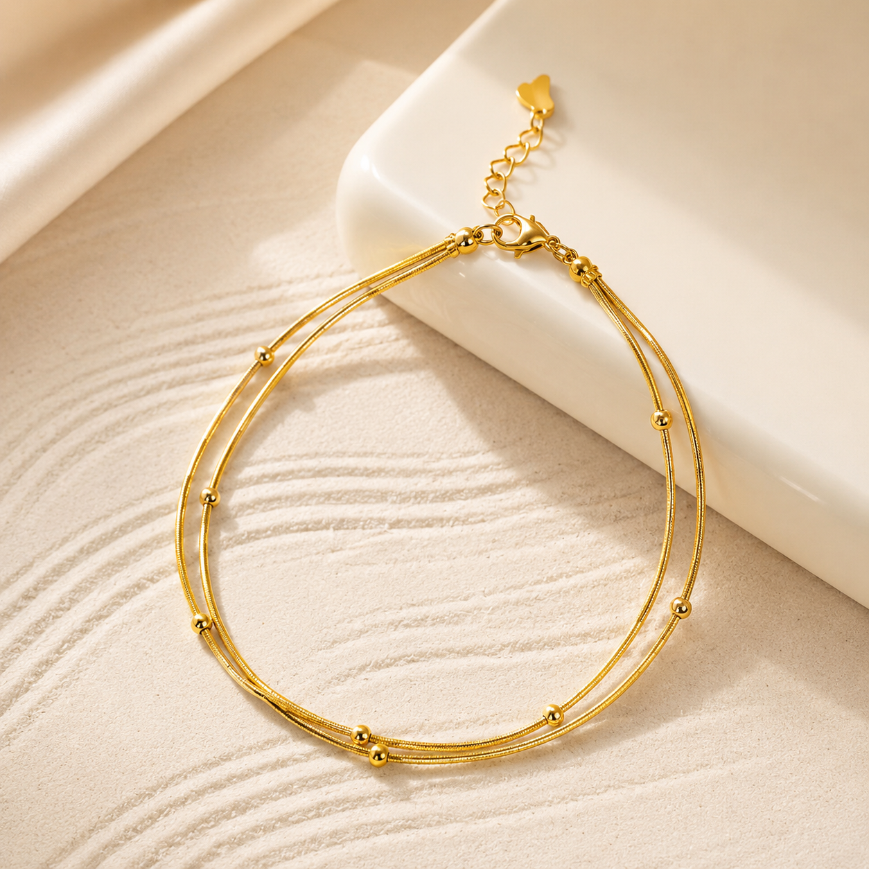 Elara Double-Layer Beaded Anklet