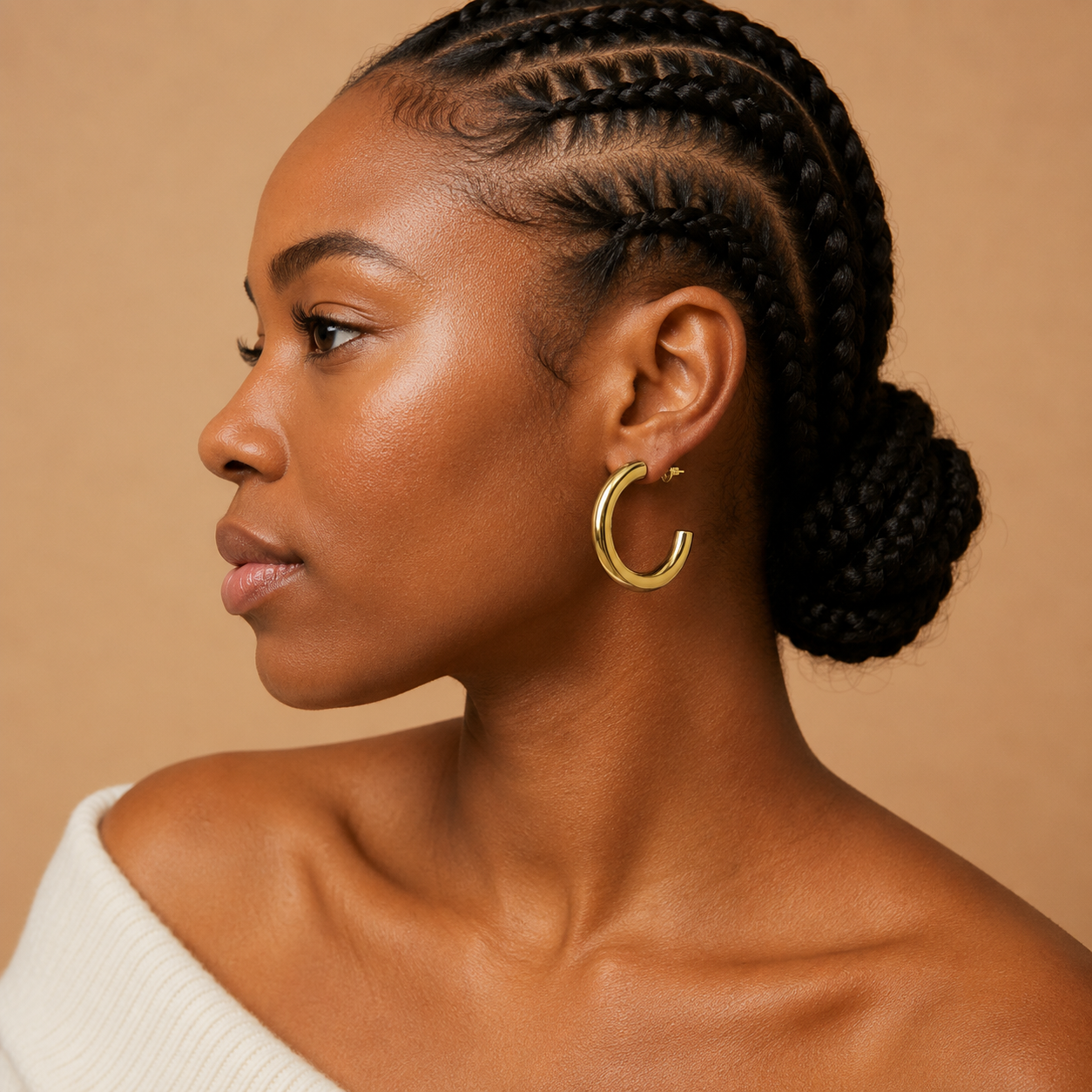 forME by MINOUS Sculpted Double-Line Gold Hoop Earrings