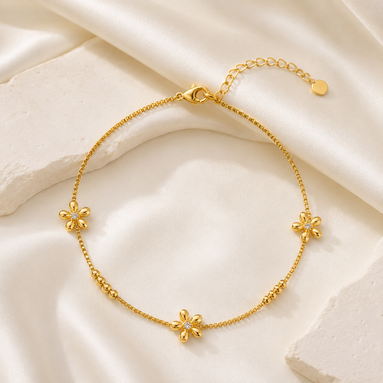 Daisy Bloom Crystal Anklet