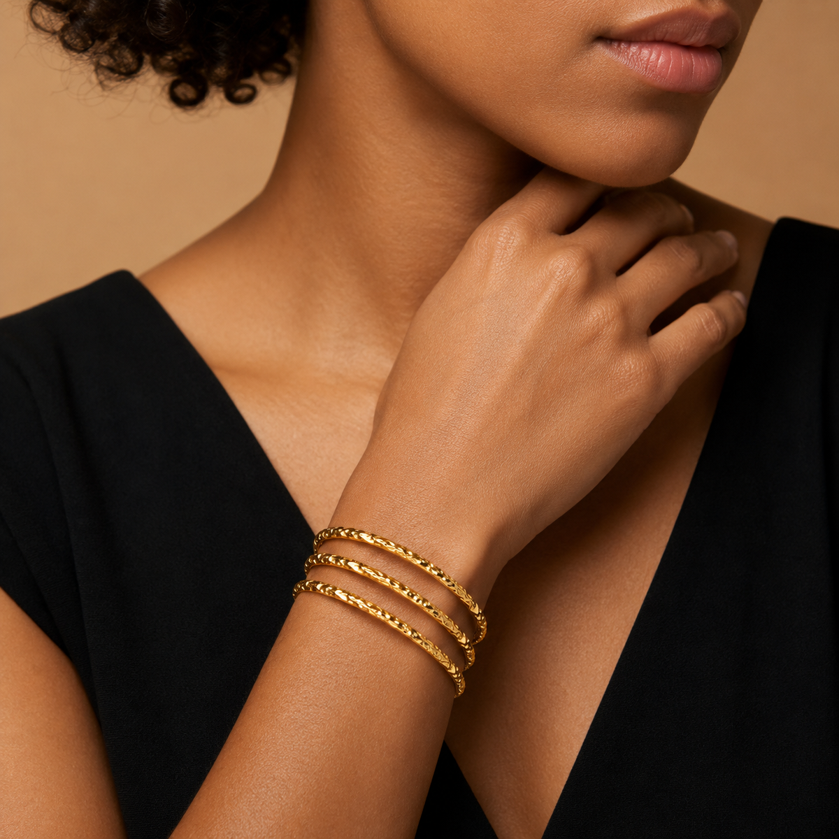 Textured Triple Band Cuff Bracelet