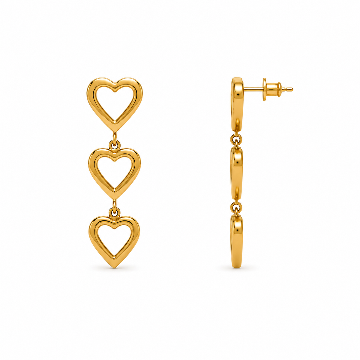 Amour Triple Heart Drop Earrings