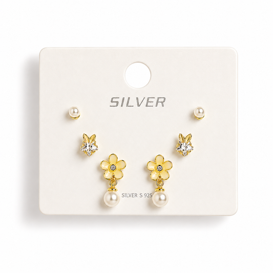 Silver Set of 3 Mini Studs
