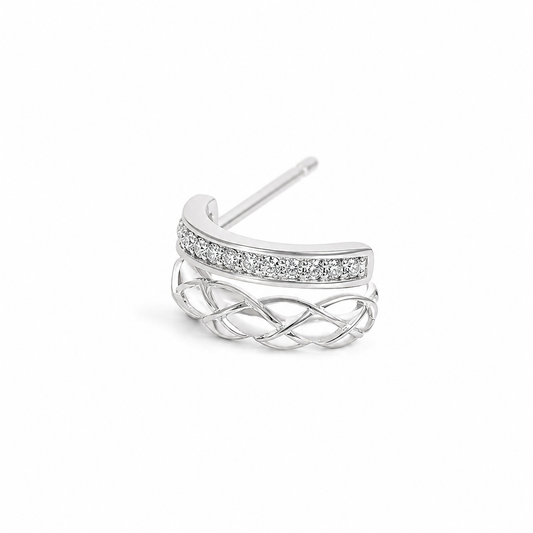 Silver Double Band Sparkle Huggies