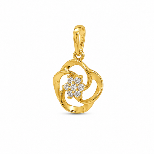 Floral Twist 9 Karat Gold Pendant