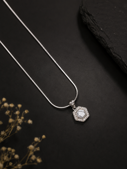 Celeste Stone Halo Pendant