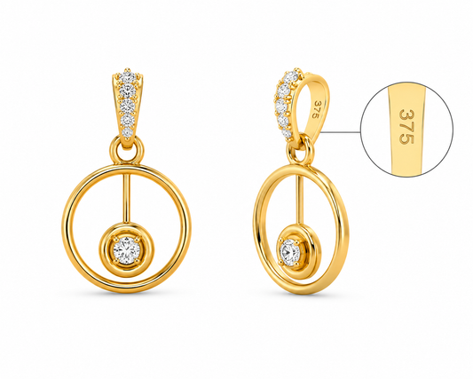 Solitaire Circle 9 Karat Gold Pendant