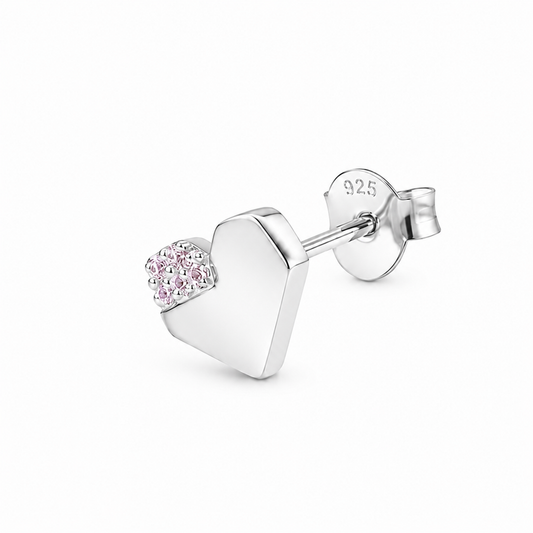 Silver Blush Spark Heart Earrings