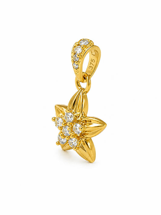 9K Gold Floral Diamond Pendant