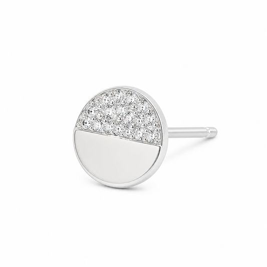 Silver Half Spark Circle Studs