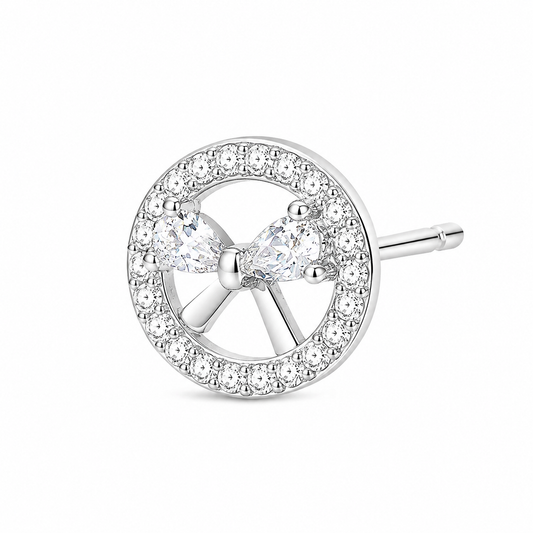 Silver Circle Bow Cute-Core Studs