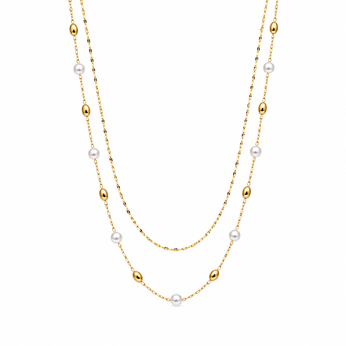 Pearl Layered Chain Necklace