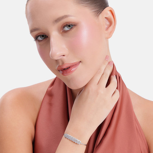 Sparkling floral cluster open cuff