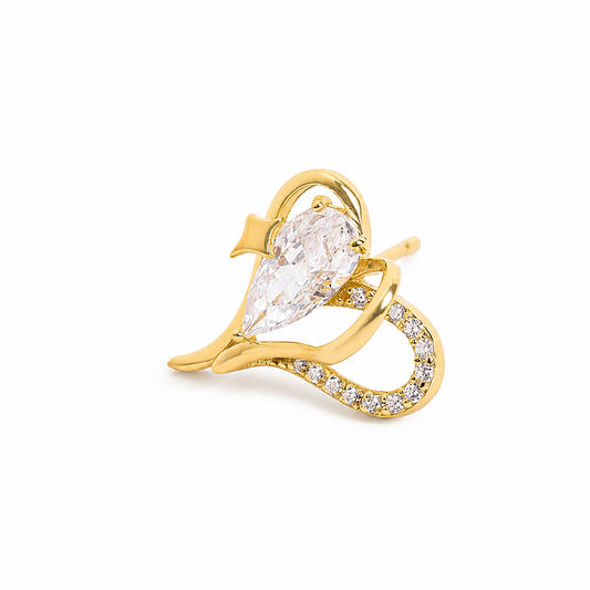 Silver Elegant Heart Studs