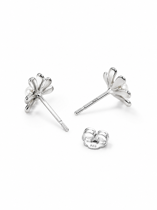 Elegant Floral Pearl Studs