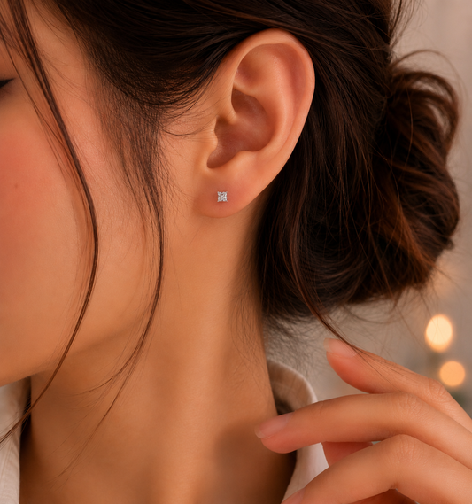 9K Gold Solitaire Screw Back Stud Earrings