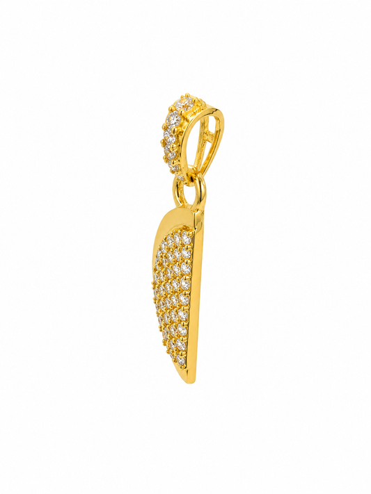 9K Gold Half Moon Crystal Pendant