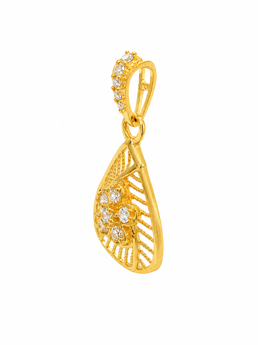 9K Gold Floral Triangle Pendant