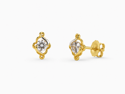 CZ Floral Swirl Stud Earrings
