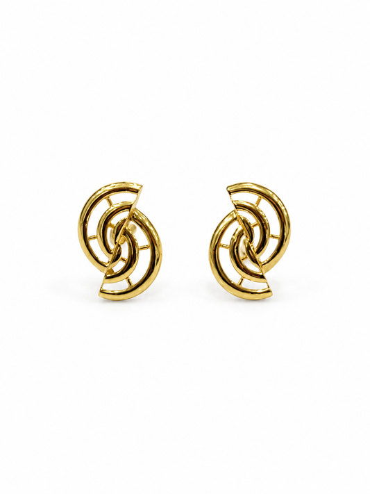 9K Gold Interlocking Circle Designer Stud Earrings