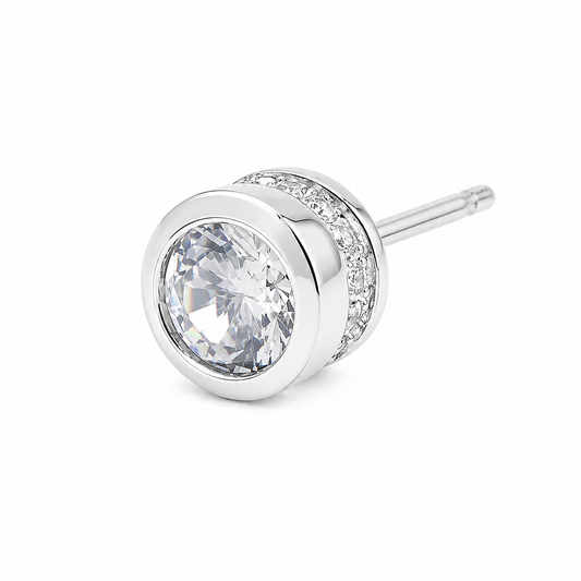 Silver Classic Round Spark Studs