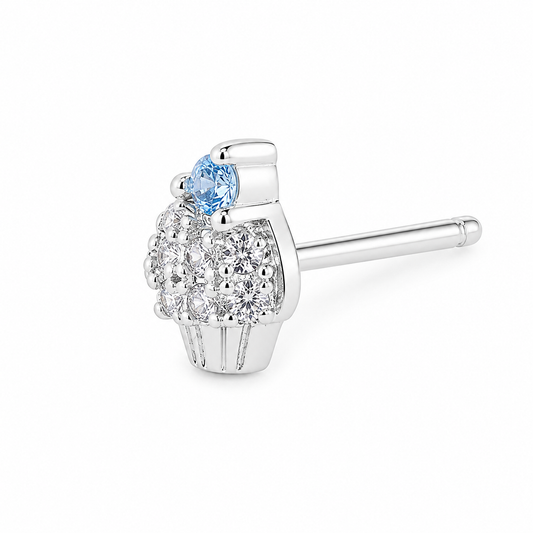 Silver Sweet Scoop Stud Earrings