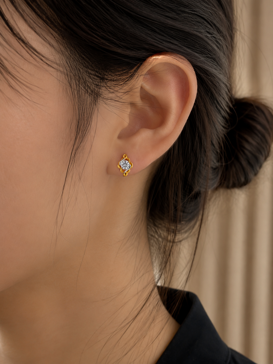 CZ Floral Swirl Stud Earrings