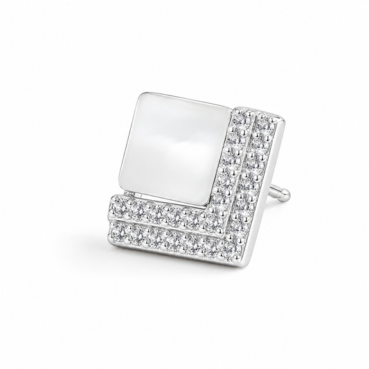 Silver MOP Square Frame Studs