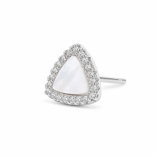 Silver Minimal Luxe MOP Triangle Studs