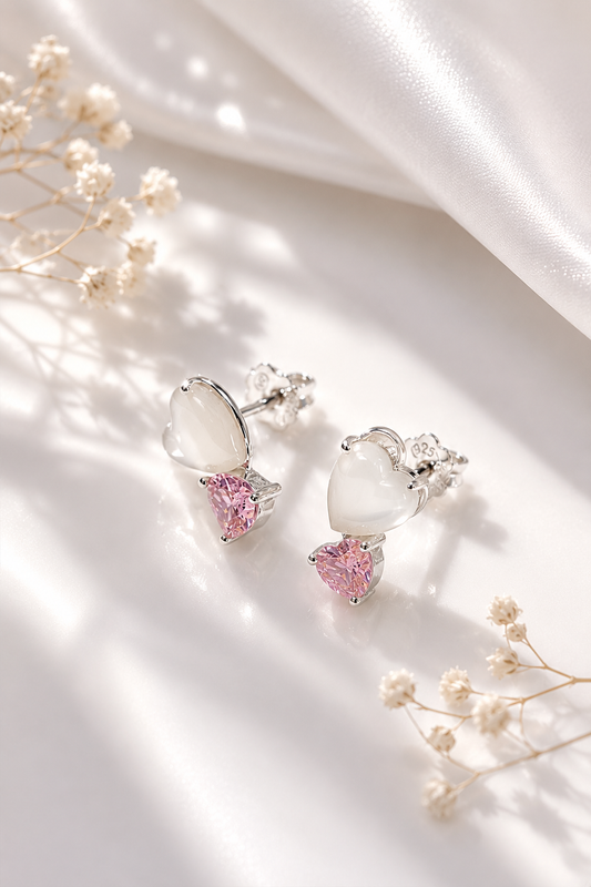 Blush Heart Duo Studs