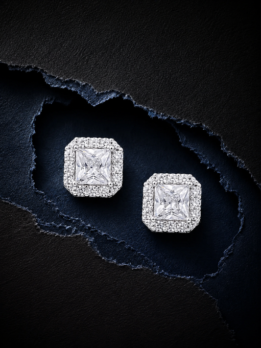 Silver Celeste Solitaire Studs