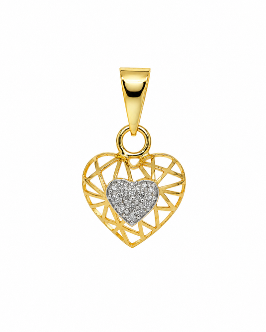 9K Gold Open Heart Pendant