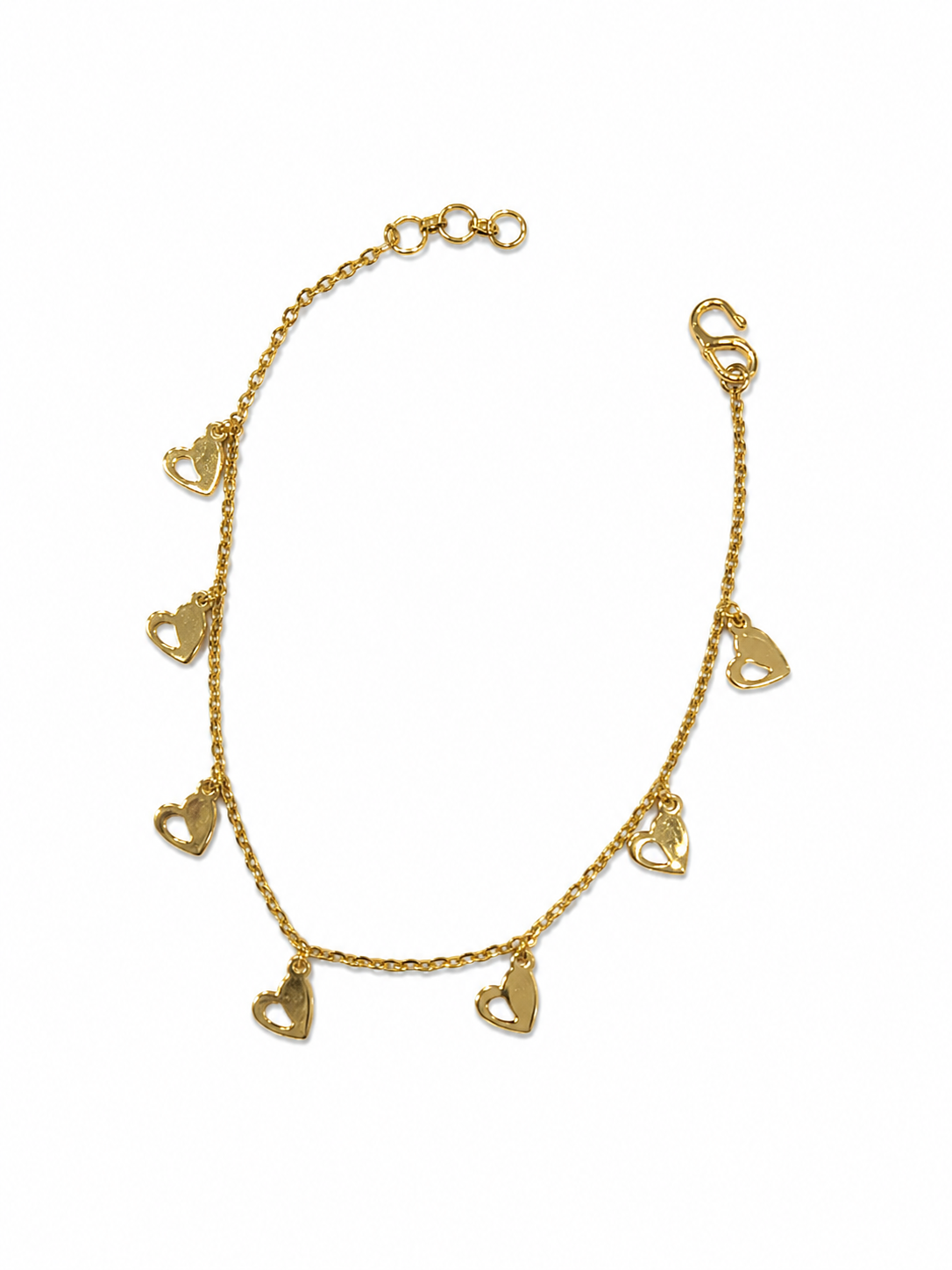 9K Gold Heart Charm Bracelet