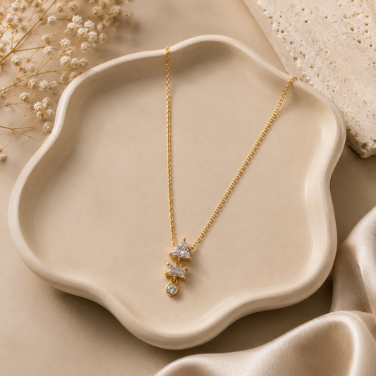 Demi Fine Geometric Crystal Drop Necklace